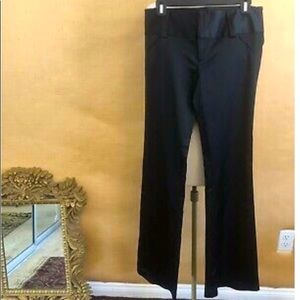 Alice Olivia Black Stretch Satin Lowrise Flare Pants Chic Formal